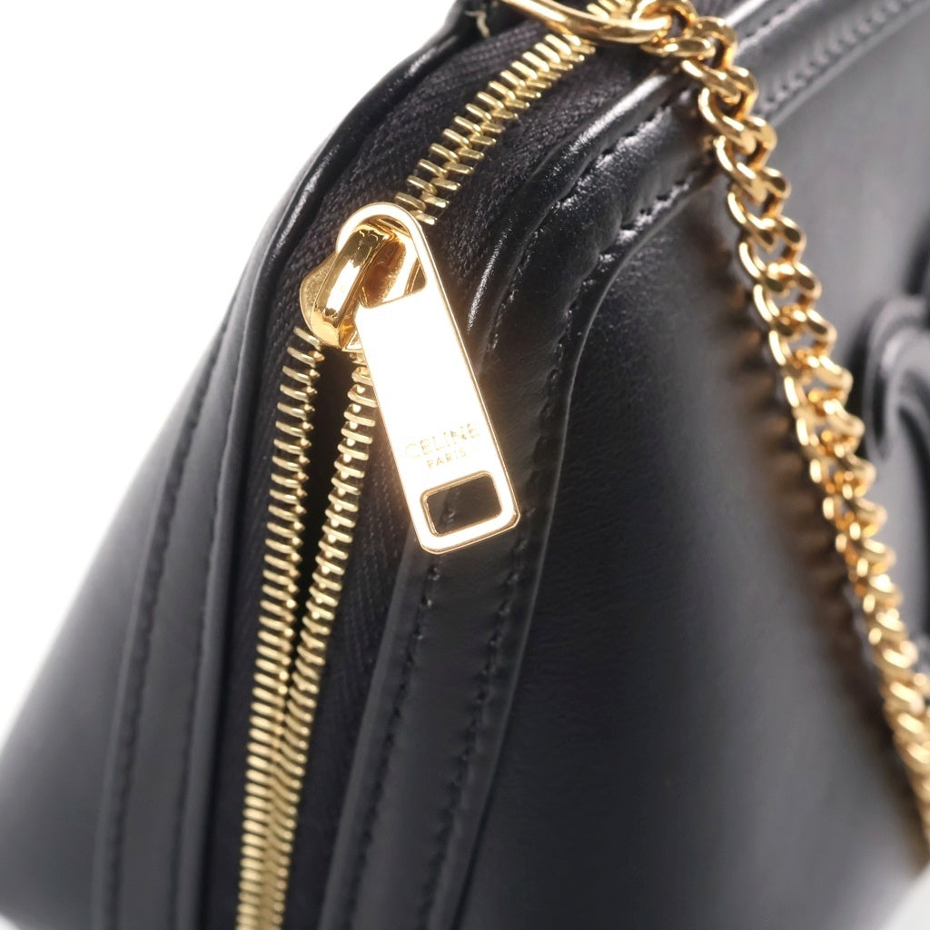 CELINE(セリーヌ) キュイル トリオンフ チェーンショルダーバック ミニバッグ ブラック レザー ゴールド金具 レディース