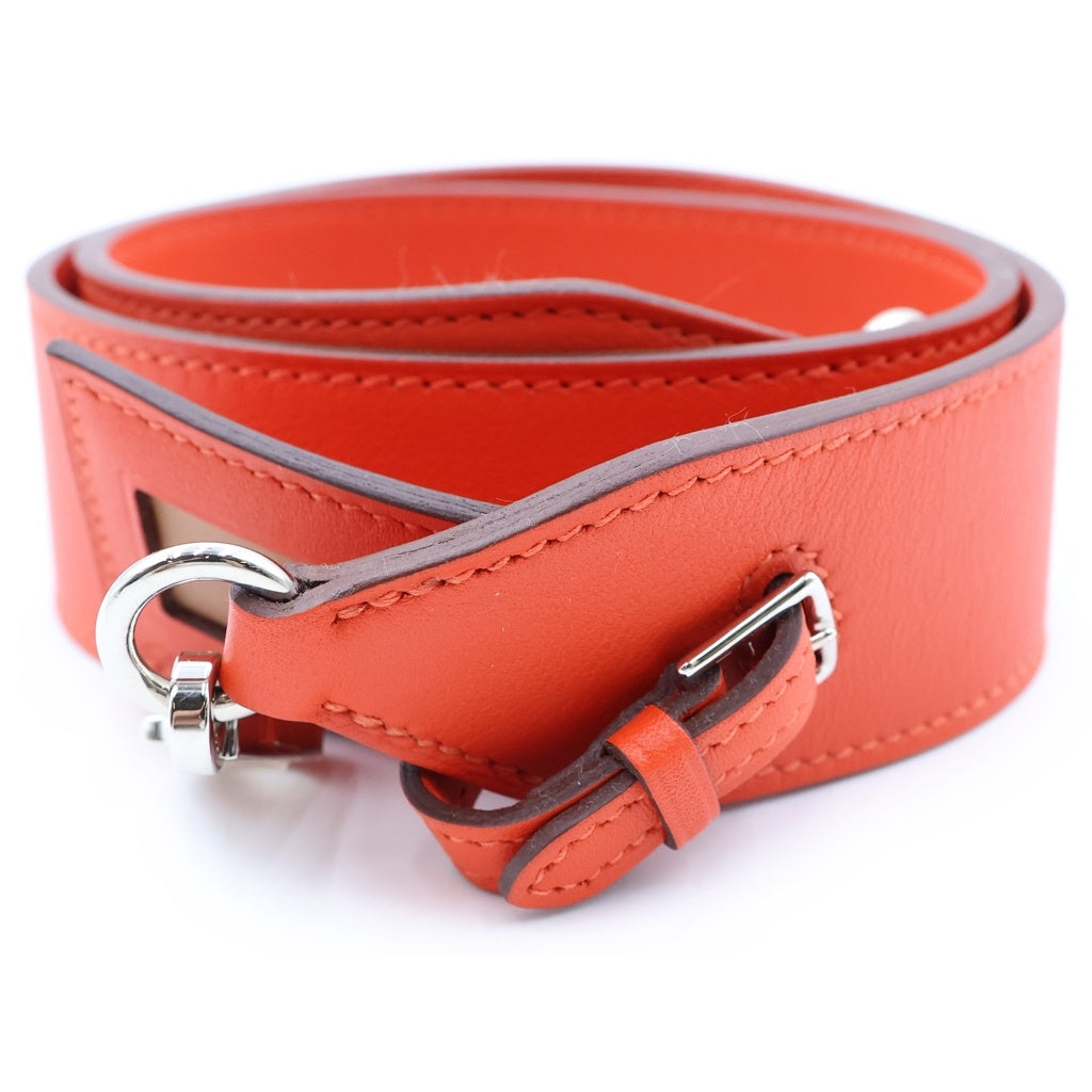 HERMES(エルメス) バンドリエール エチケット ショルダーストラップ オレンジ レザー スイフト シルバー金具 レディース