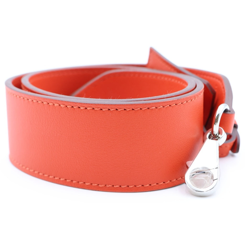 HERMES(エルメス) バンドリエール エチケット ショルダーストラップ オレンジ レザー スイフト シルバー金具 レディース