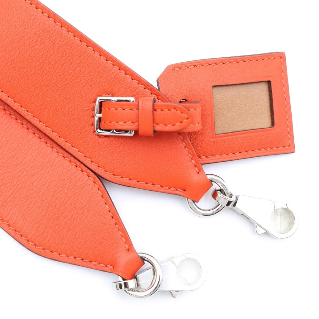 HERMES(エルメス) バンドリエール エチケット ショルダーストラップ オレンジ レザー スイフト シルバー金具 レディース