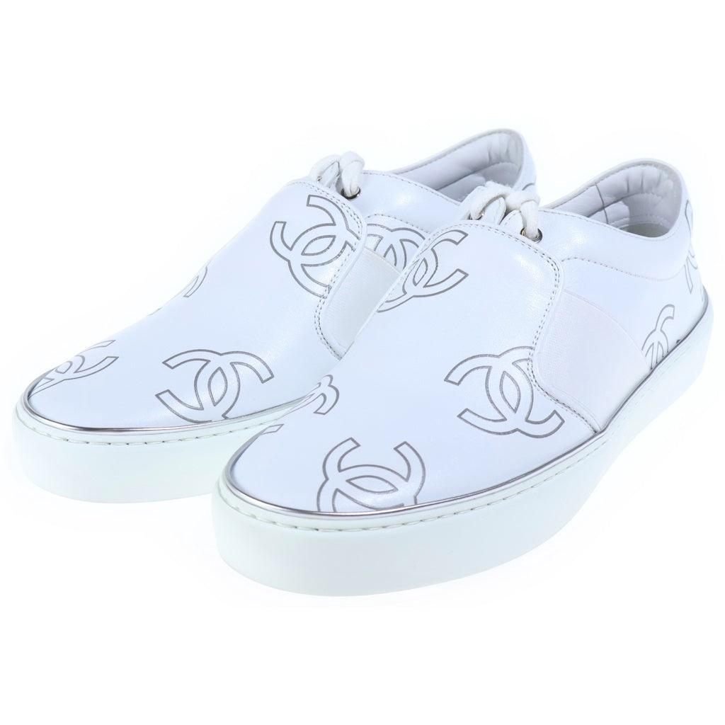 CHANEL(シャネル) ココマーク ローカットレザースニーカー ホワイト #37 レディース