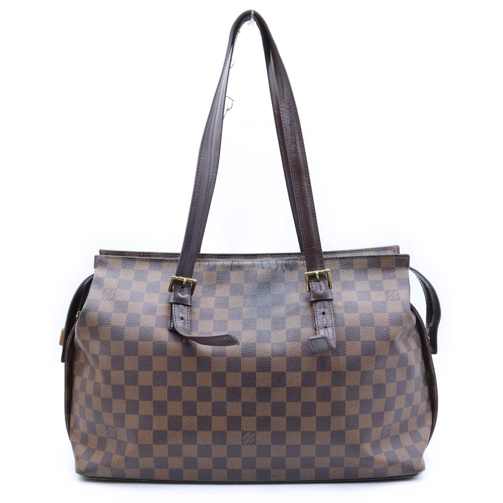 LOUIS VUITTON(ルイヴィトン) ダミエエべヌ チェルシー トートバッグ ハンドバッグ ブラウン レザー×PVC N51119 ゴールド金具 レディース