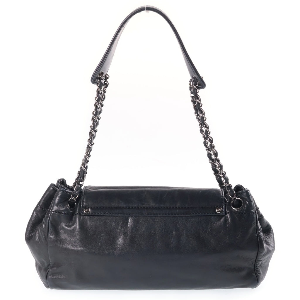 CHANEL(シャネル) ロックアンドシック アコーディオン チェーンショルダーバッグ ハンドバッグ ブラック ラムスキン シルバー金具 レディース