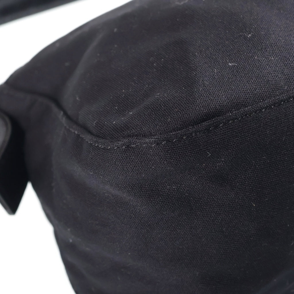 FENDI(フェンディ) フェンディ マンマバケット ワンショルダーバッグ ブラック レザー×コットン シルバー金具 レディース