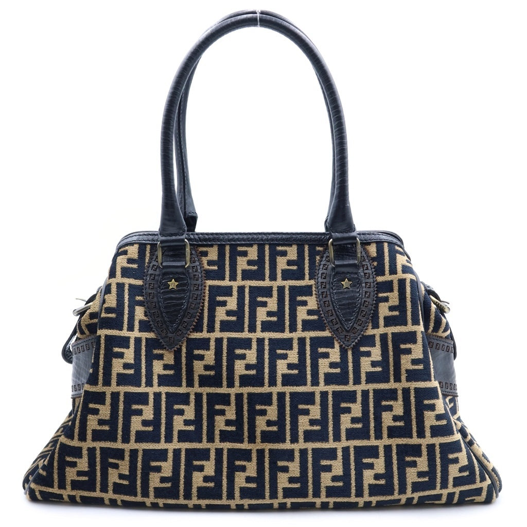 FENDI(フェンディ) エトニコ トートバッグ ズッカ柄 キャンバス ブラウン/ブラック 8BN162 レディース