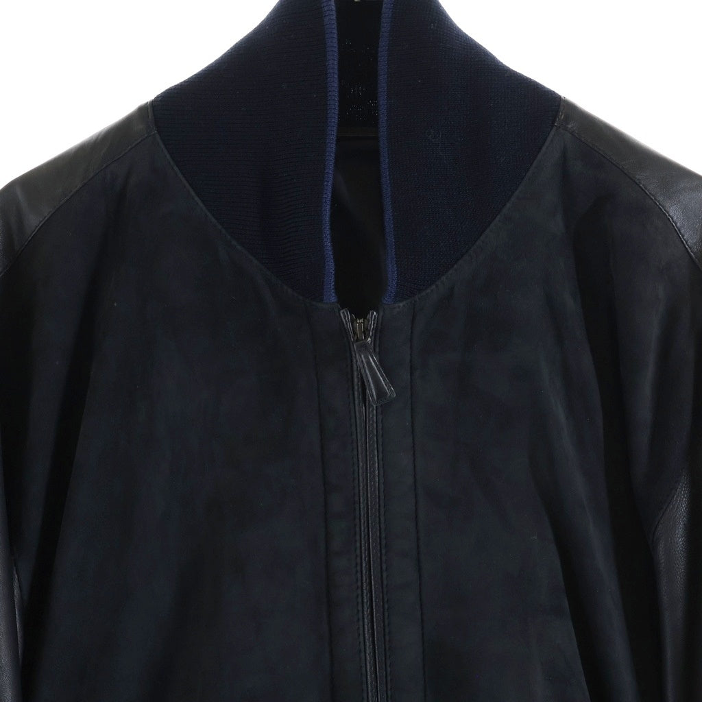 Ermenegildo Zegna(エルメネジルドゼニア) Leather Jacket スエード切り替え レザージャケット ジップアップ ブラック UCPSM-C55