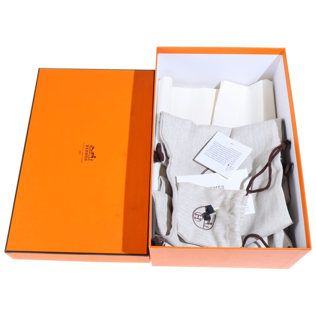 HERMES(エルメス) ポインテッドトゥ レースアップ ヒールパンプス オレンジ パテント×スエード #36 1/2 レディース