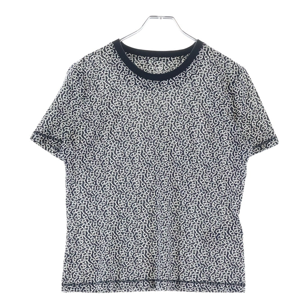 HERMES(エルメス) Tシャツ ブラック×ホワイト シェーヌダンクル コットン 4E4620DB レディース