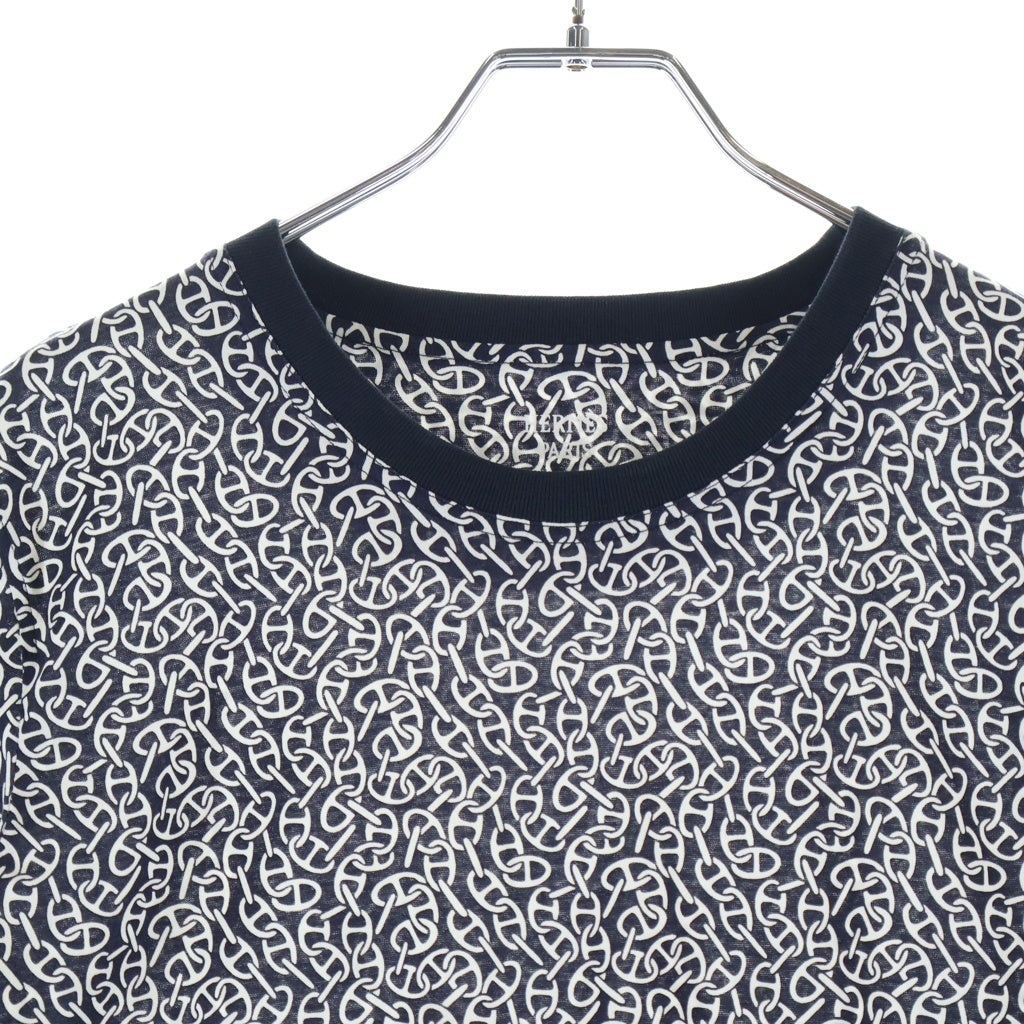 HERMES(エルメス) Tシャツ ブラック×ホワイト シェーヌダンクル コットン 4E4620DB レディース