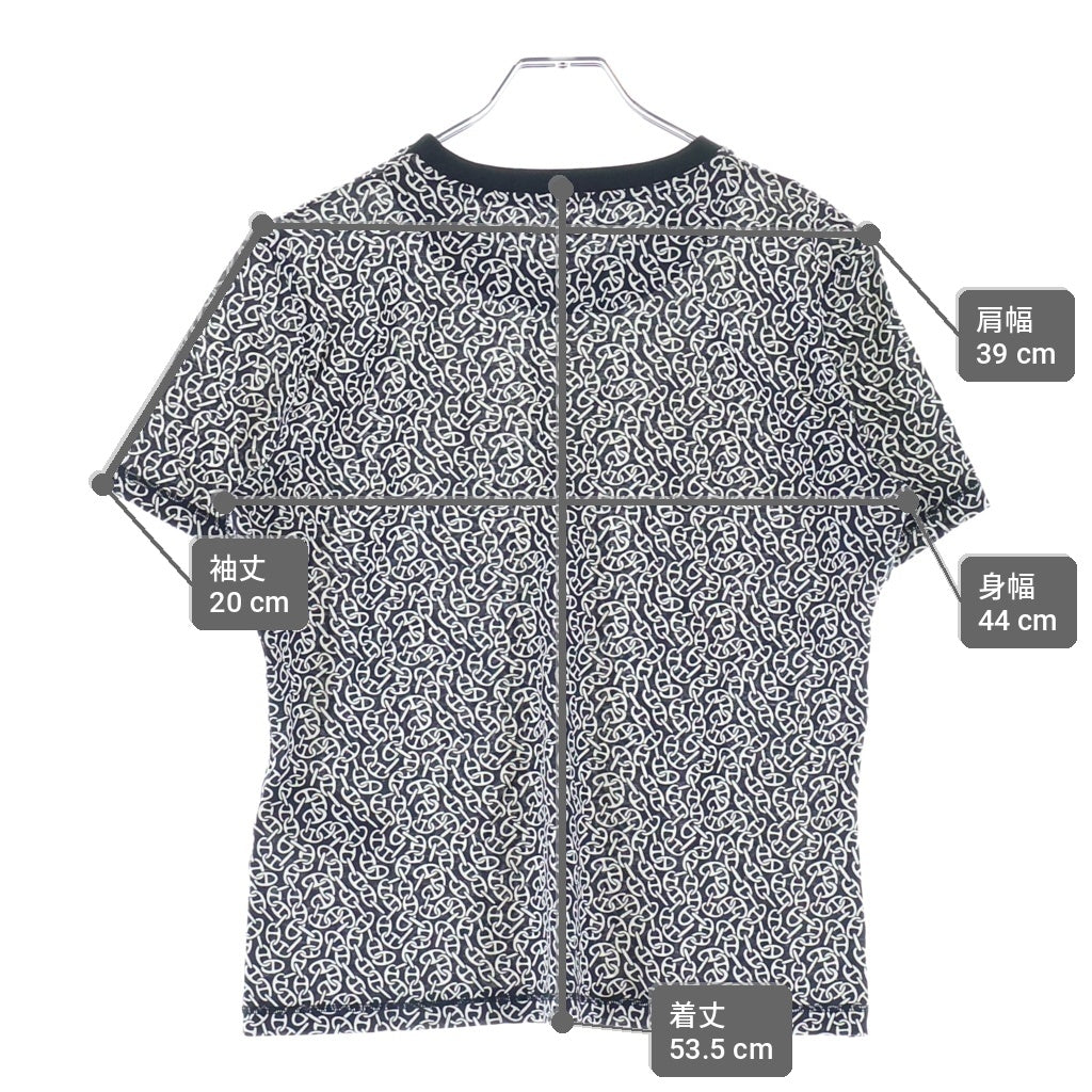 HERMES(エルメス) Tシャツ ブラック×ホワイト シェーヌダンクル コットン 4E4620DB レディース