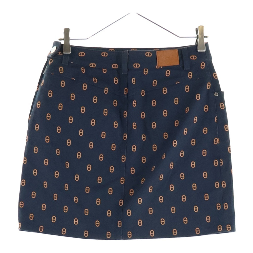 HERMES(エルメス) ミニスカート ネイビー シェーヌダンクル コットン シルバー金具 4H0315D3 レディース