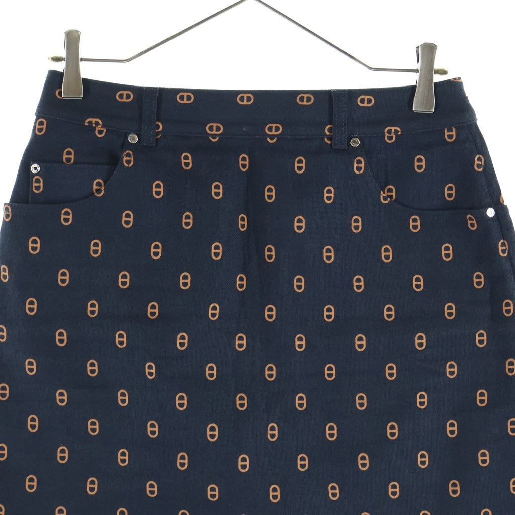 HERMES(エルメス) ミニスカート ネイビー シェーヌダンクル コットン シルバー金具 4H0315D3 レディース