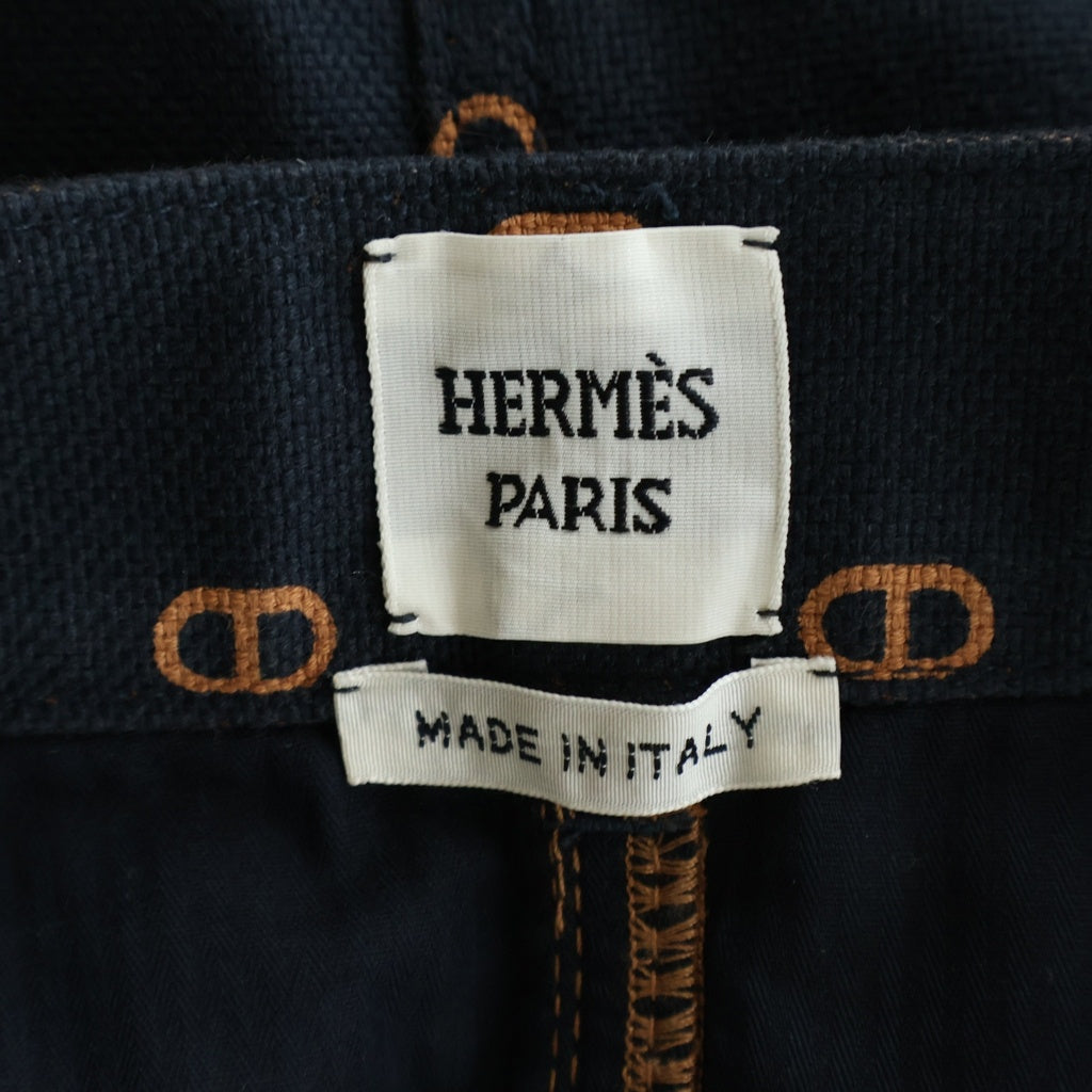 HERMES(エルメス) ミニスカート ネイビー シェーヌダンクル コットン シルバー金具 4H0315D3 レディース