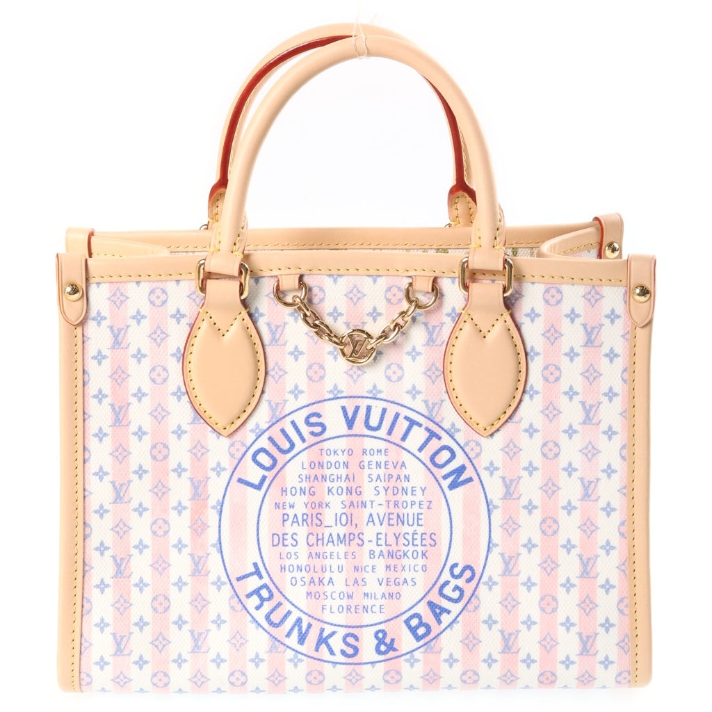 LOUIS VUITTON(ルイヴィトン) LVスタンプ コレクション オンザゴーPM トートバック 2wayショルダー コーティッド キャンバス ホワイト/ピンク/ブルー M29477 レディース