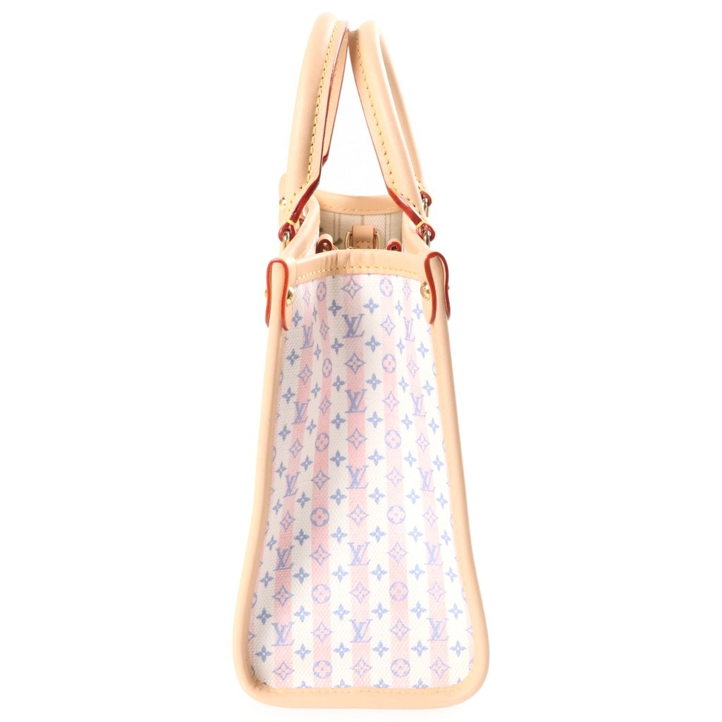LOUIS VUITTON(ルイヴィトン) LVスタンプ コレクション オンザゴーPM トートバック 2wayショルダー コーティッド キャンバス ホワイト/ピンク/ブルー M29477 レディース