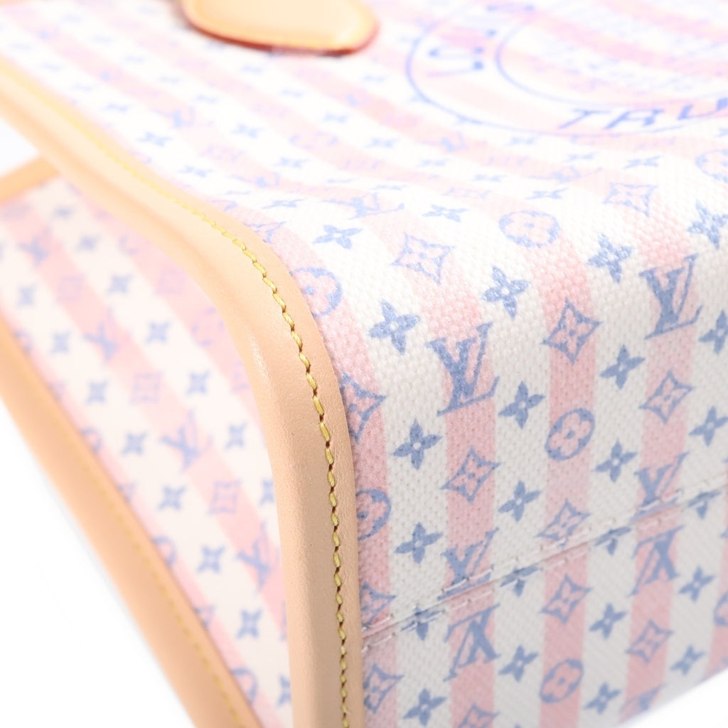 LOUIS VUITTON(ルイヴィトン) LVスタンプ コレクション オンザゴーPM トートバック 2wayショルダー コーティッド キャンバス ホワイト/ピンク/ブルー M29477 レディース