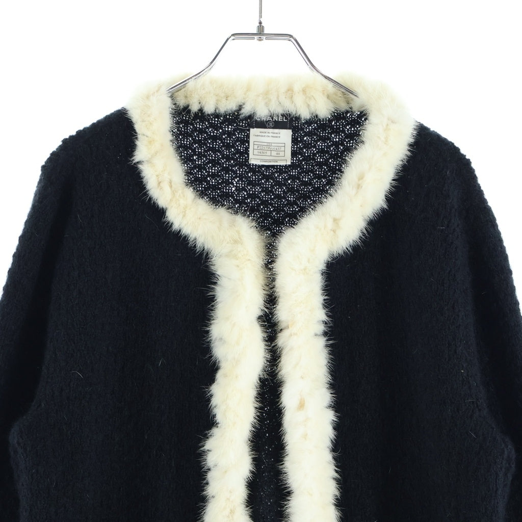 CHANEL(シャネル) 03AW VINTAGE Knit Cardigan ファー モヘヤ ニットカーディガン フランス製 ブラック P22173V01437 レディース