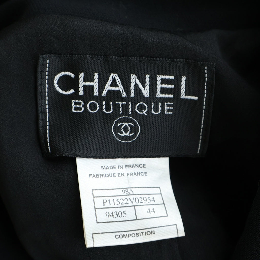 CHANEL(シャネル) 98AW VINTAGE Velvet Tape Designed Jacket ベルベット テープデザインジャケット ヴィンテージ フランス製 ブラック P11522V02954 レディース