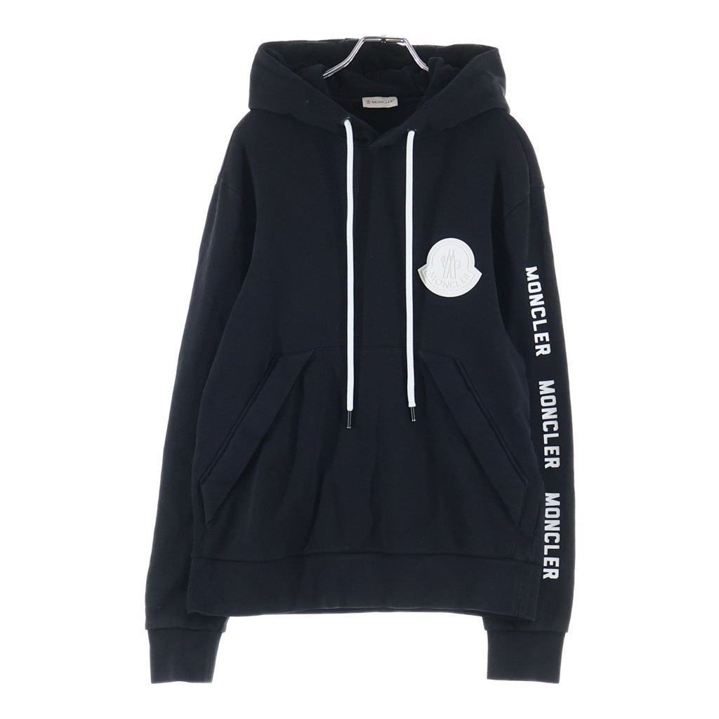 MONCLER(モンクレール) 19AW ラバーワッペンロゴ プルオーバー スウェットパーカー フーディー ブラック E2091804650 V8048