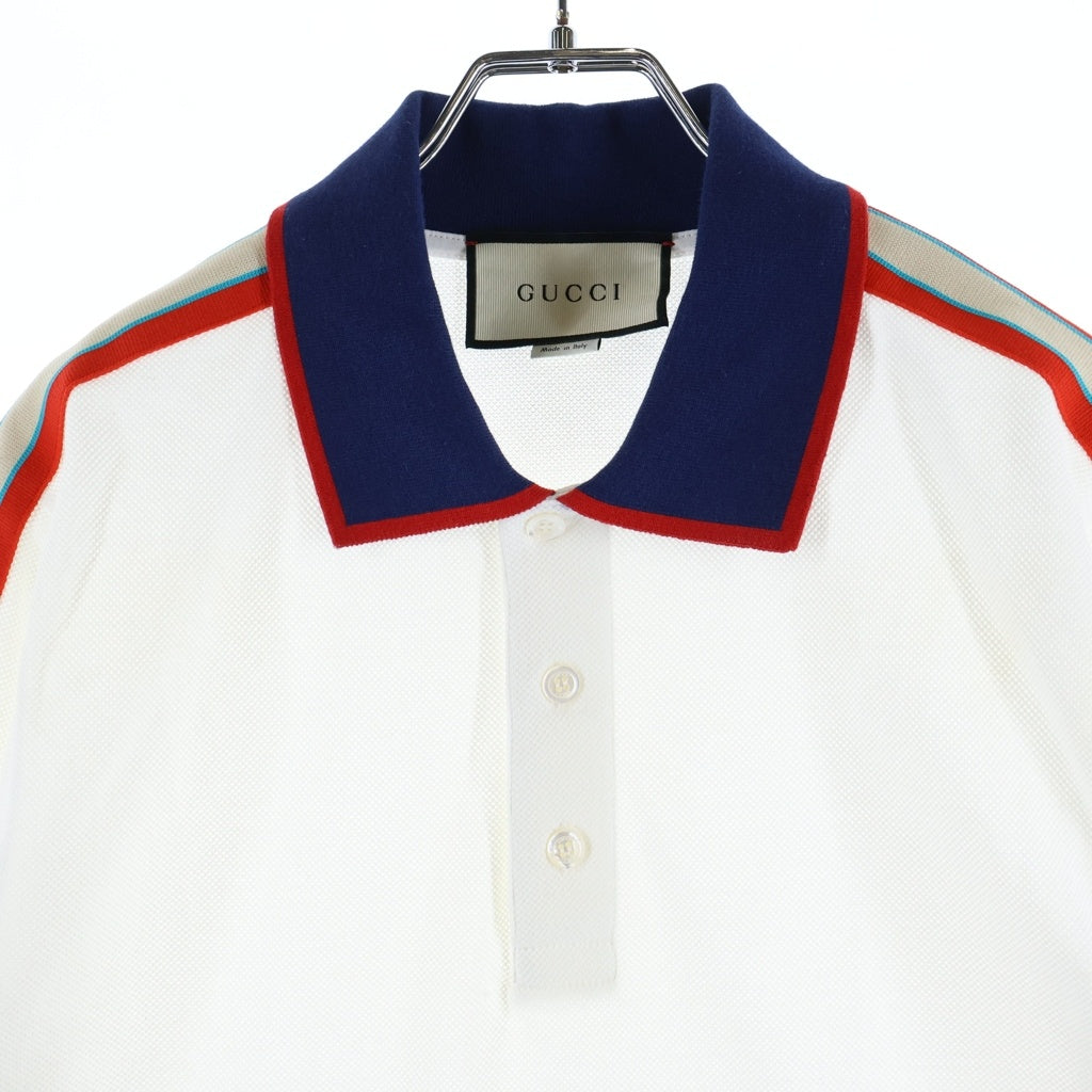GUCCI(グッチ) サイドロゴジャガード 半袖 ポロシャツ ホワイト500972