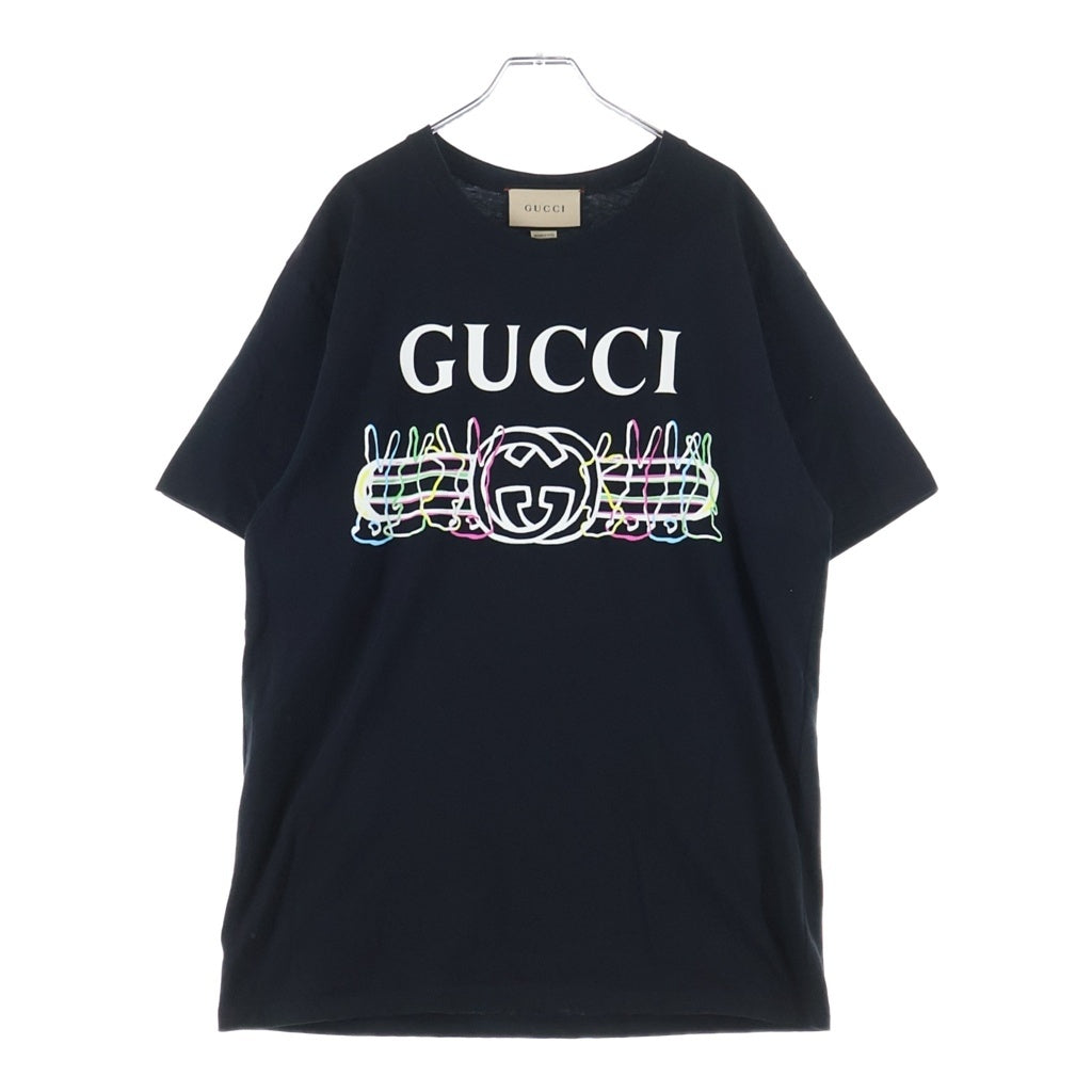 GUCCI(グッチ) ラビットプリント クルーネック半袖Tシャツ ブラック 548334 レディース