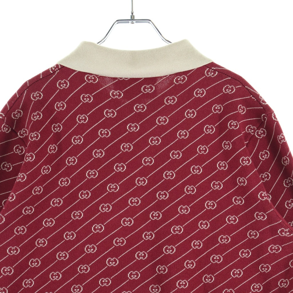 GUCCI(グッチ) 21AW Polo Shirt GGダイアゴナル 半袖ポロシャツ ニット コットン シルク レッド/ベージュ 655100 XKBWA レディース