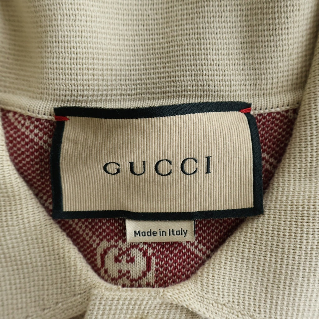 GUCCI(グッチ) 21AW Polo Shirt GGダイアゴナル 半袖ポロシャツ ニット コットン シルク レッド/ベージュ 655100 XKBWA レディース
