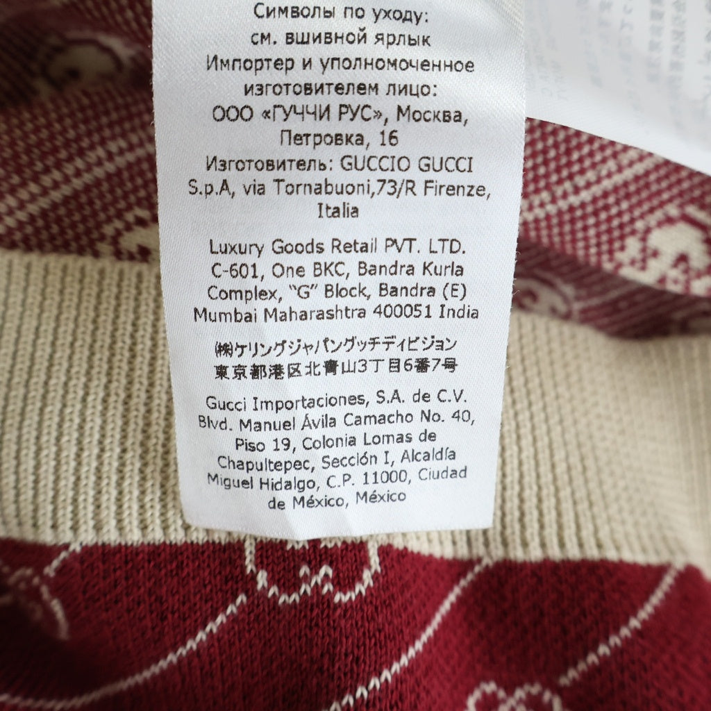 GUCCI(グッチ) 21AW Polo Shirt GGダイアゴナル 半袖ポロシャツ ニット コットン シルク レッド/ベージュ 655100 XKBWA レディース