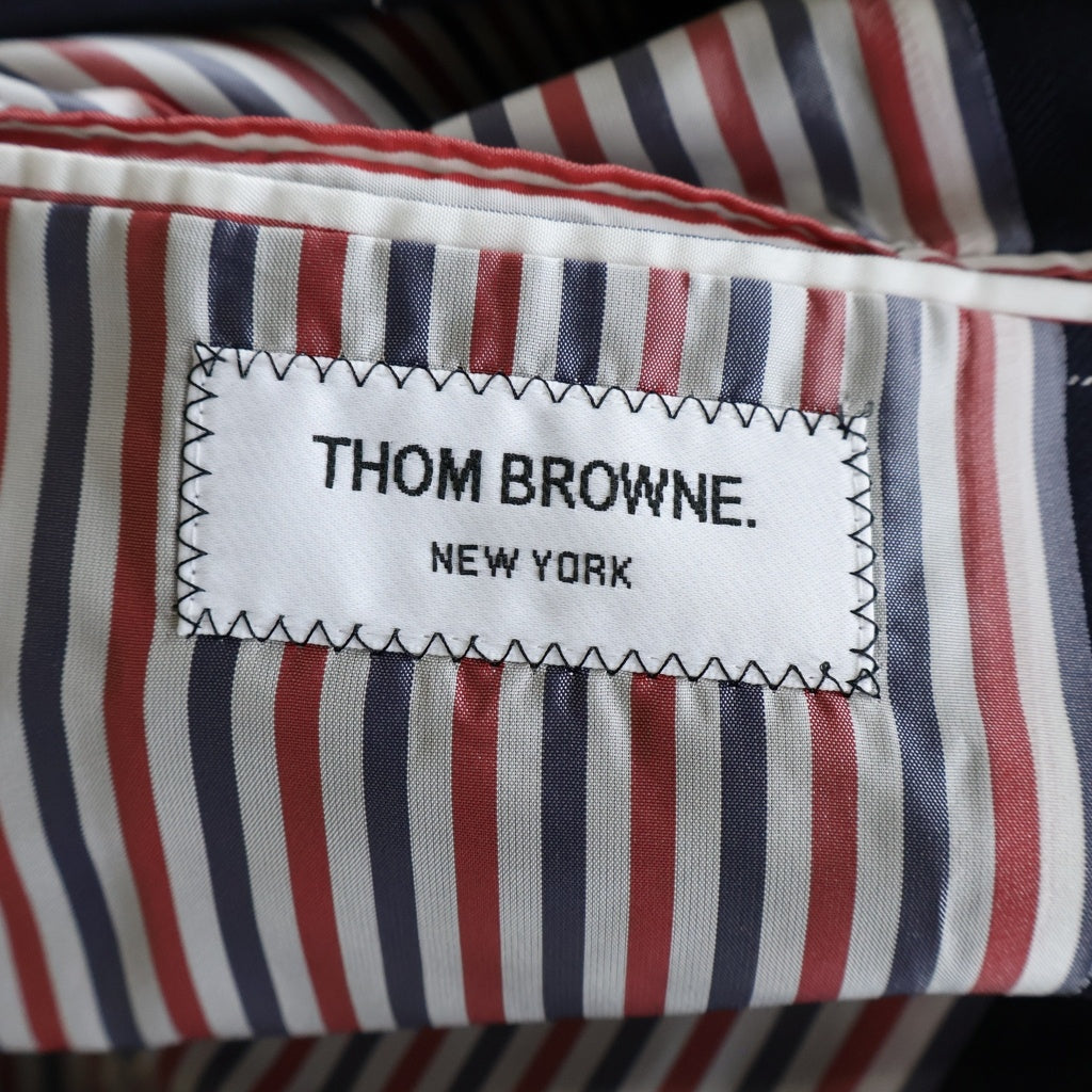 THOM BROWNE(トムブラウン) Wool Blouson 襟ベロア切り替え ブルゾン ジャケット チェック柄 アームバンド ネイビー MJO152C-07634415 レディース
