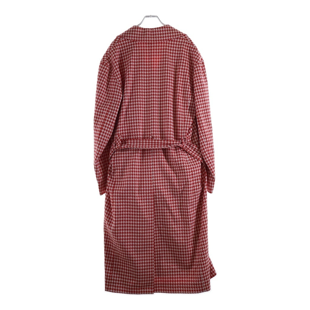 BALENCIAGA(バレンシアガ) 20AW Houndstooth Double Breasted Coat ダブルブレスト ロングチェスターコート 千鳥格子柄 ホワイト/レッド 626569 TIP05 レディース