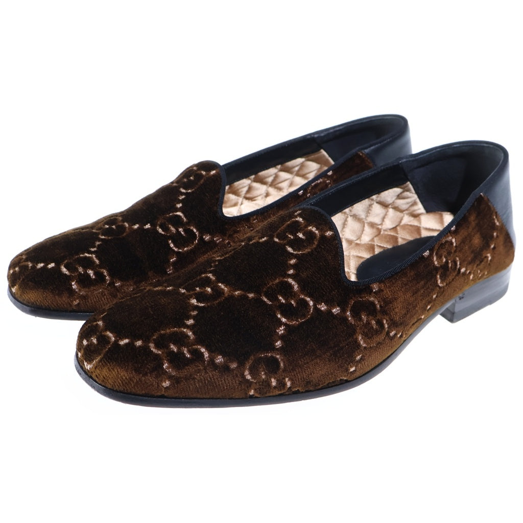 GUCCI(グッチ) GGロゴ ベロアローファー ブラウン レディース