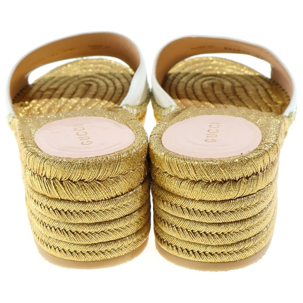 GUCCI(グッチ) インターロッキングG ヒールサンダル ゴールド #37 レディース