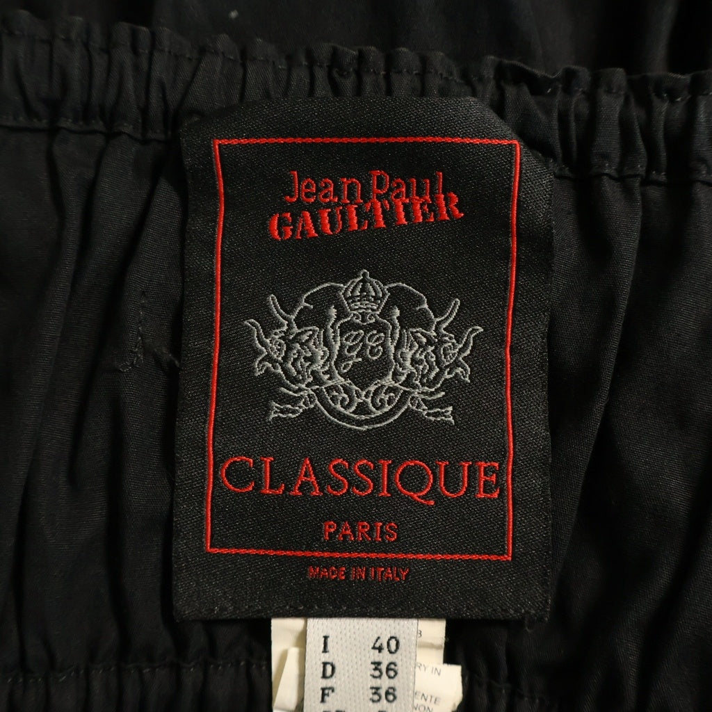 Jean Paul GAULTIER(ジャンポールゴルチエ) ギャザーデザイン ノースリーブ キャミソール ロングワンピース ドレス ブラック レディース