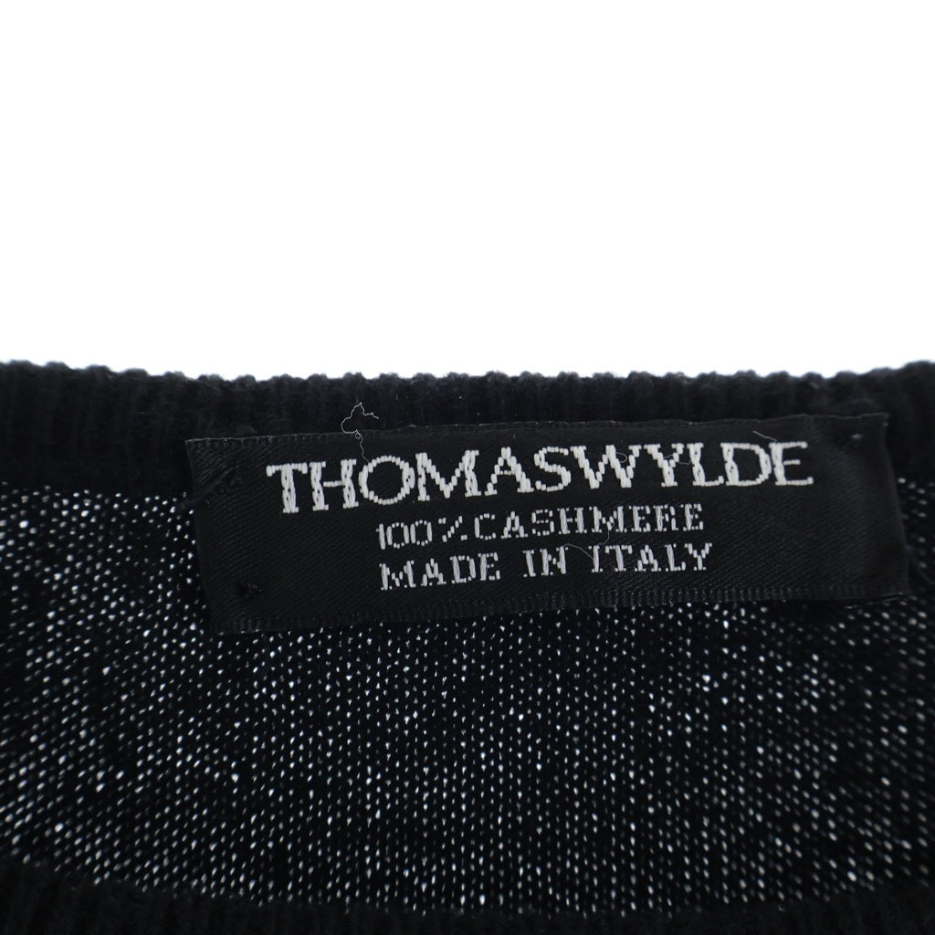 Thomas Wylde(トーマスワイルド) エルボースカルパッチ カシミヤニット セーター パッチワーク ブラック レディース