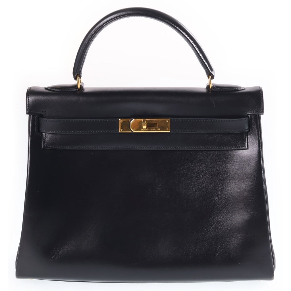 HERMES(エルメス) ケリー 32 2wayバッグ ハンドバッグ ブラック ボックスカーフ 〇Y刻印 ゴールド金具 レディース