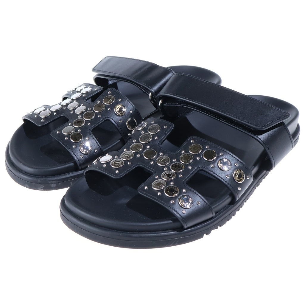 HERMES(エルメス) シプレ クルードセル セリエボタン サンダル ブラック/シルバー レディース