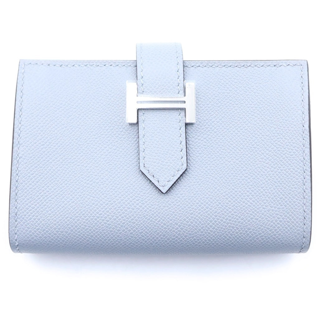 HERMES(エルメス) べアンミニ パールグレー シェーブル コンパクトウォレット K刻印 レディース