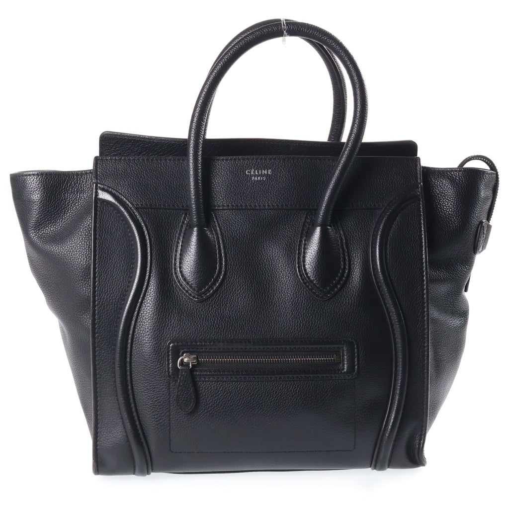 CELINE(セリーヌ) ラゲージミニショッパー レザーハンドバッグ ブラック シルバー金具 レディース