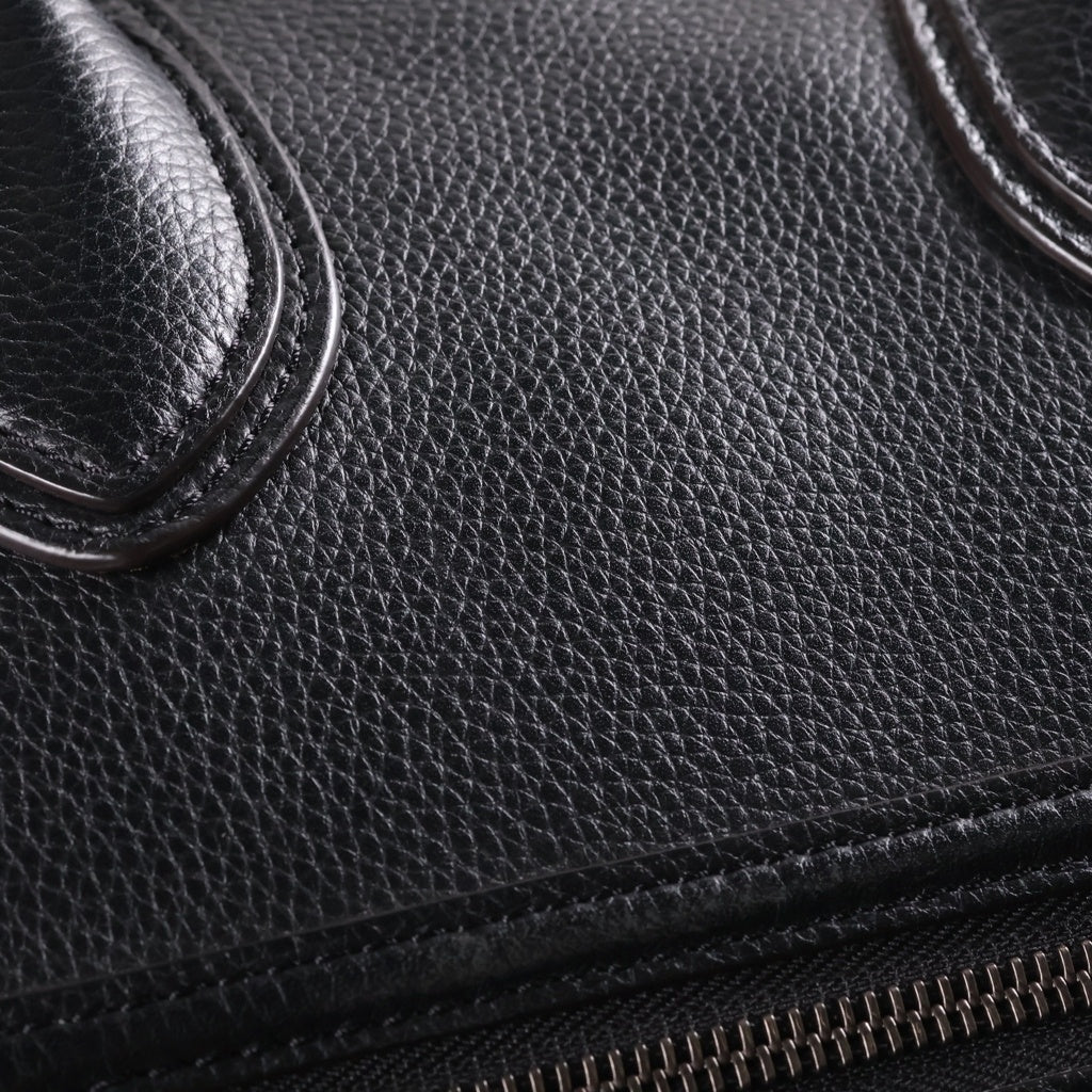 CELINE(セリーヌ) ラゲージミニショッパー レザーハンドバッグ ブラック シルバー金具 レディース
