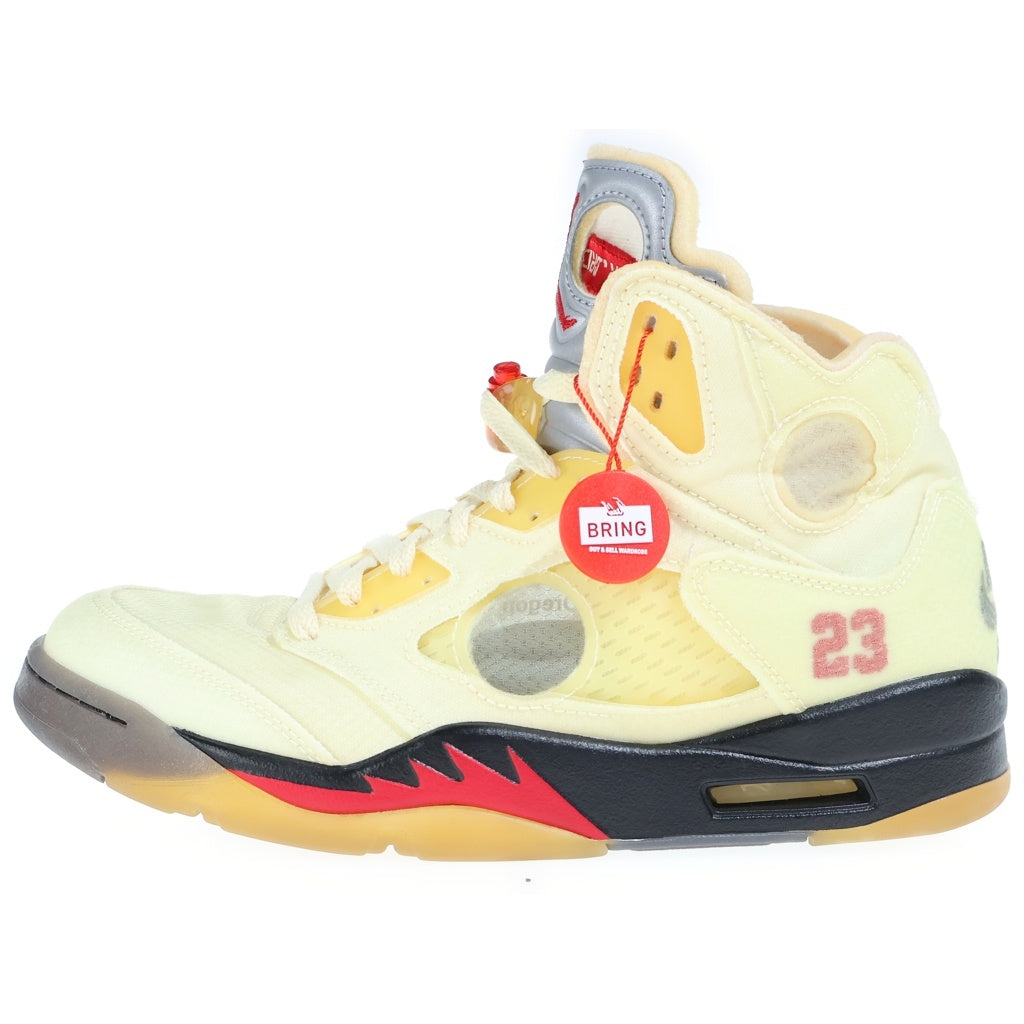 OFF-WHITE(オフホワイト) OFF-WHITE×NIKE AirJordan5 Sail ジョーダン ファイブ レトロ セイル ファイアレッド モスリン ブラック ハイカット スニーカー