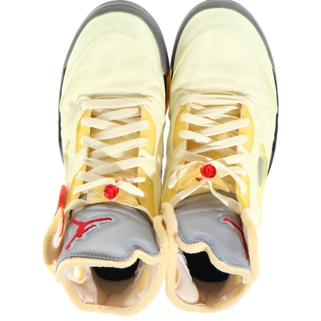OFF-WHITE(オフホワイト) OFF-WHITE×NIKE AirJordan5 Sail ジョーダン ファイブ レトロ セイル ファイアレッド モスリン ブラック ハイカット スニーカー