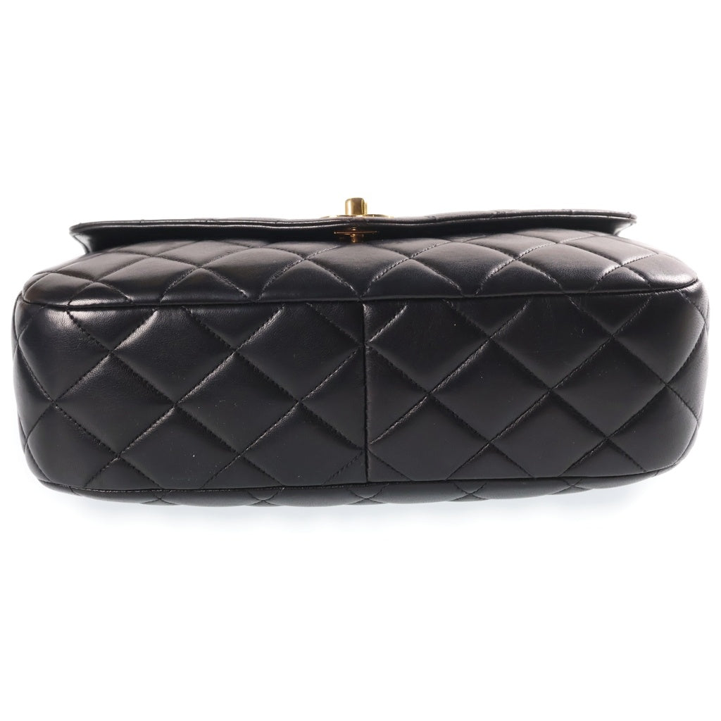 CHANEL(シャネル) マトラッセ 25 ココマーク シングルフラップ シングルチェーン ラムスキン ブラック レディース
