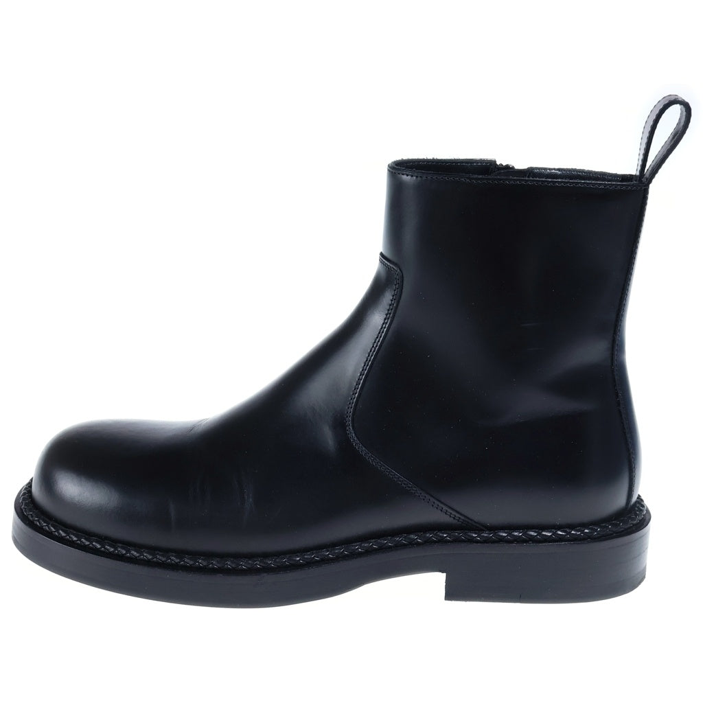 BOTTEGA VENETA(ボッテガヴェネタ) SIDE ZIP ANKLE BOOTS サイドジップ アンクルブーツ レザー ウッドソール ラウンドトゥ ブラック