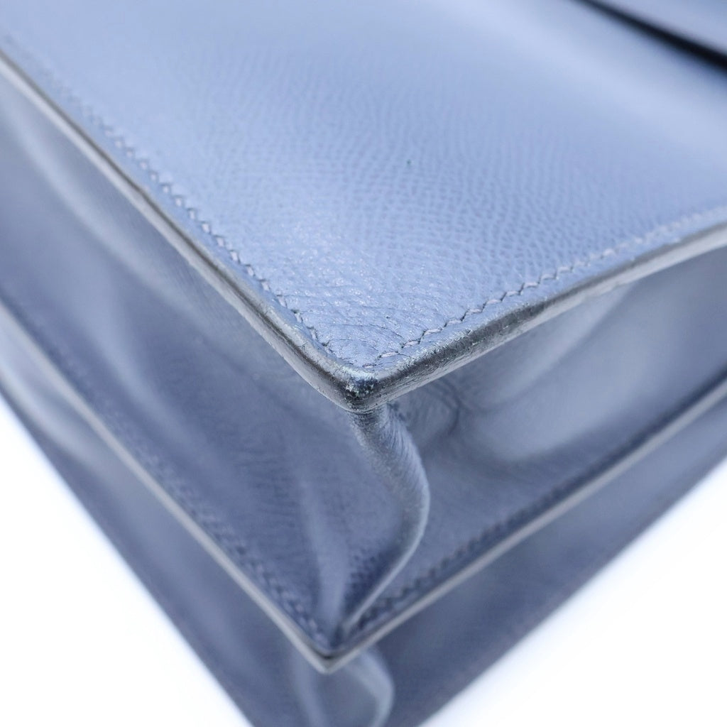 HERMES(エルメス) ケリーデペッシュ 38 ハンドバッグ ビジネスバッグ ネイビー エプソン □G刻印 シルバー金具