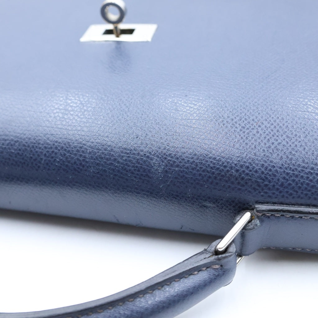 HERMES(エルメス) ケリーデペッシュ 38 ハンドバッグ ビジネスバッグ ネイビー エプソン □G刻印 シルバー金具