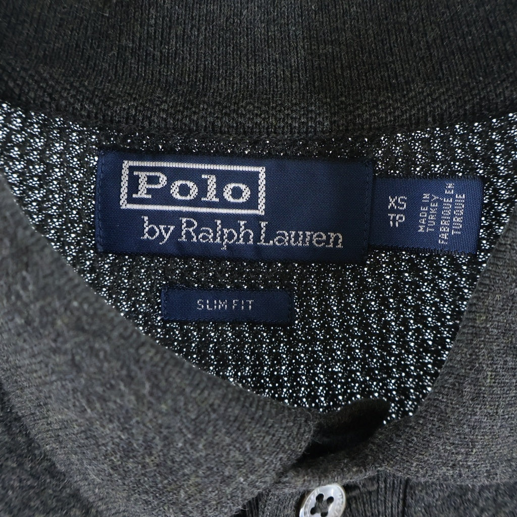 POLO RALPH LAUREN(ポロラルフローレン) SLIM FIT 胸ロゴ刺繍 長袖ポロシャツ カットソー コットン グレー