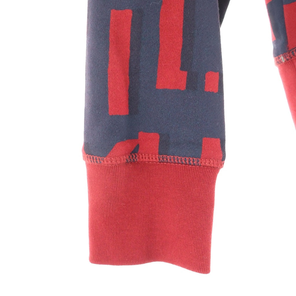 TOMMY HILFIGER(トミーヒルフィガー) Regular Fit Sweatshirt レギュラーフィットスウェットシャツ プルオーバーパーカー フーディー 総柄スペルロゴ ネイビー/レッド MW0MW20311