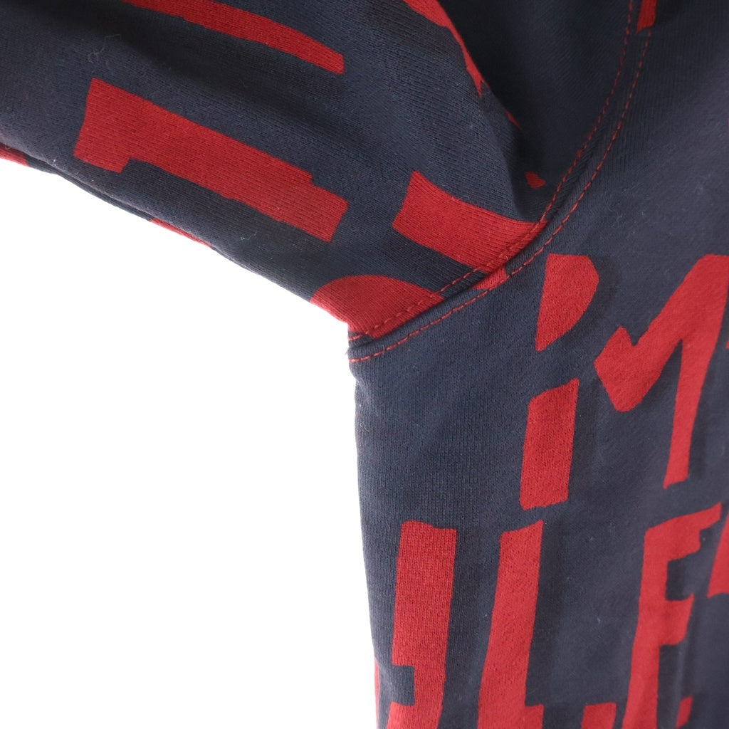 TOMMY HILFIGER(トミーヒルフィガー) Regular Fit Sweatshirt レギュラーフィットスウェットシャツ プルオーバーパーカー フーディー 総柄スペルロゴ ネイビー/レッド MW0MW20311