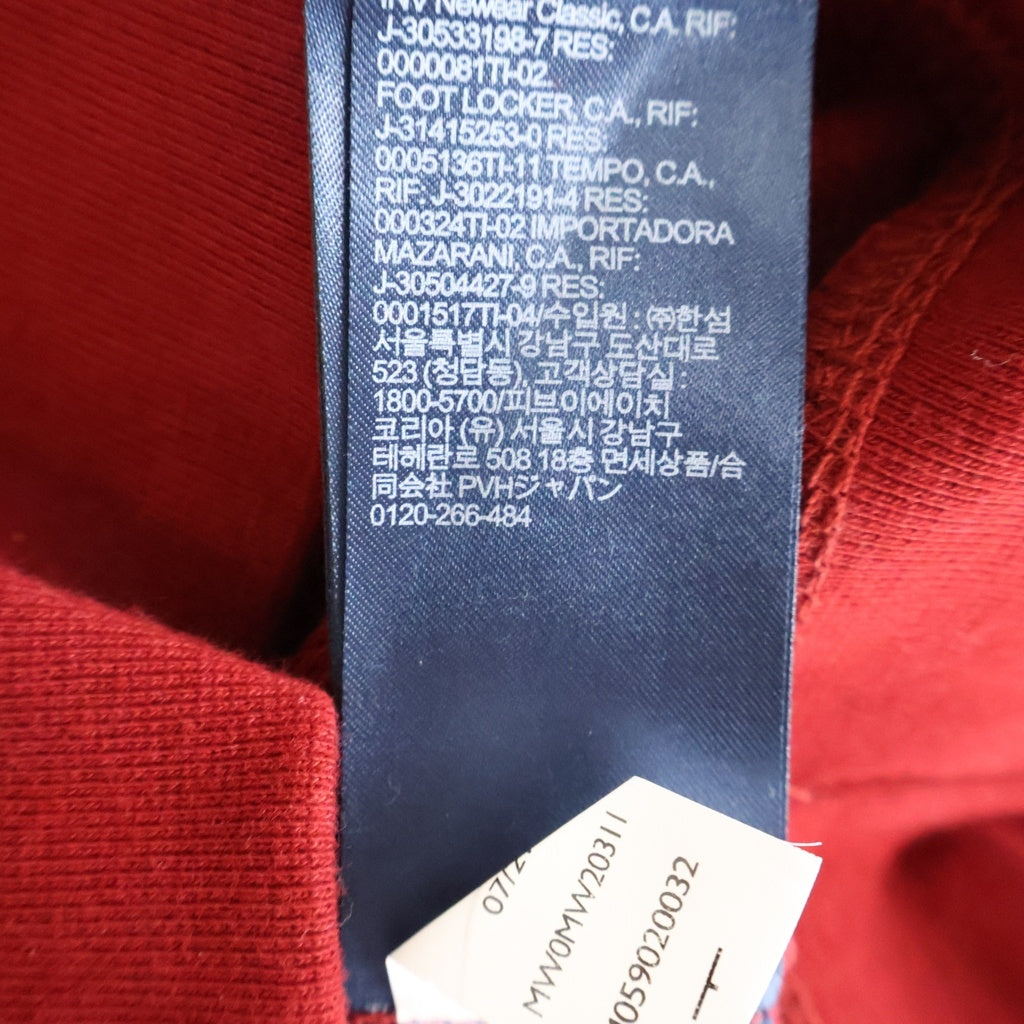 TOMMY HILFIGER(トミーヒルフィガー) Regular Fit Sweatshirt レギュラーフィットスウェットシャツ プルオーバーパーカー フーディー 総柄スペルロゴ ネイビー/レッド MW0MW20311