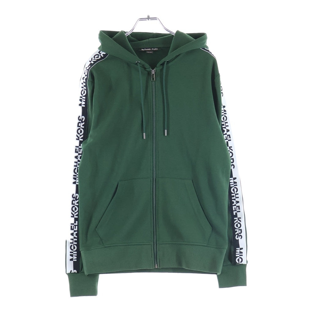 MICHAEL KORS(マイケルコース) SLEEVE LOGO LINE HOODIE 袖ロゴライン ジップアップフーディー パーカー コットン ポリエステル グリーン 0F451X95MF